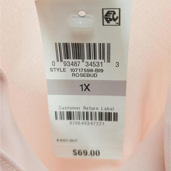 Bar III Trendy Plus Size Bow-Neck Blouse Rosebud 1X - Picture 4 of 6